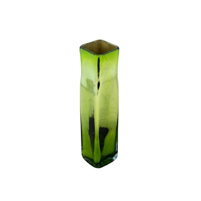 VASE-Tall Metallic Green Square