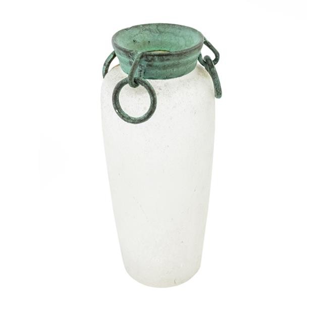 VASE-PEARLIZED W/VERTIGRIS RIM