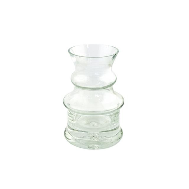 VASE-Clear Glass W/(2)Rings & Fluted Top