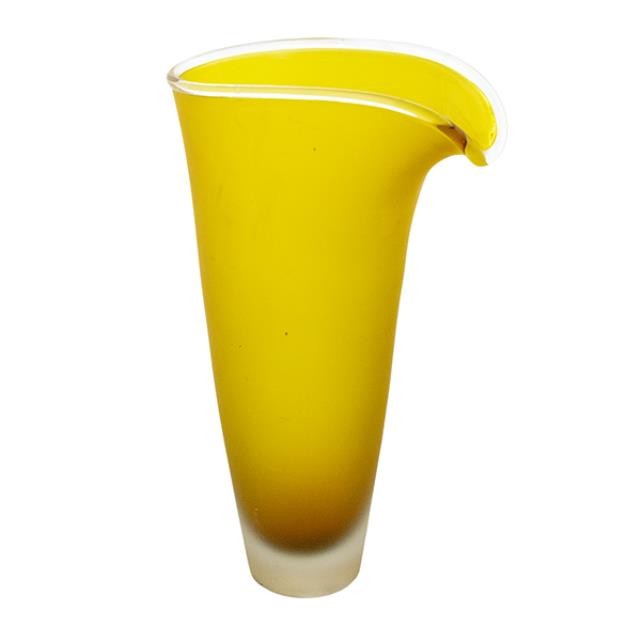 VASE- Heavy Yellow Glass