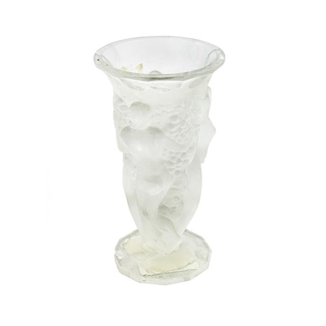 VASE-Frosted Glass W/The 3 Graces on the Sides