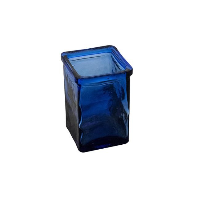 VASE-Square Dark Blue Glass