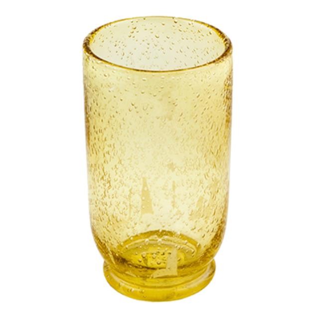 VASE-GLASS-AMBER BUBBLE-WIDE