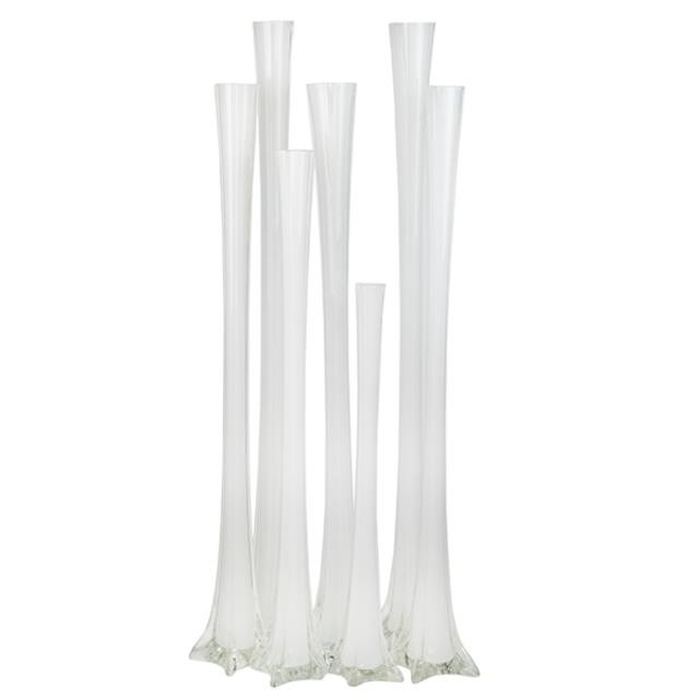 VASE-36IN-THIN WHITE GLASS