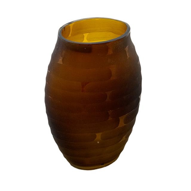 VASE-Frosted Amber Glass