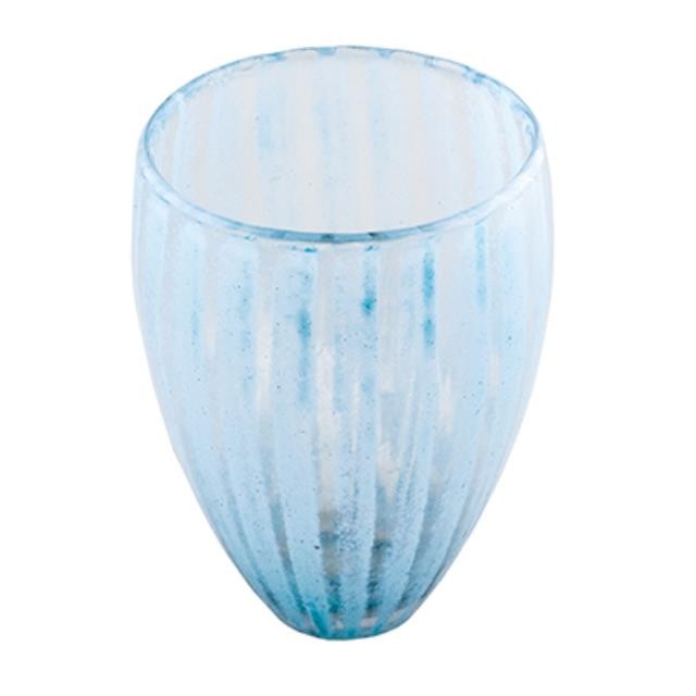 VASE-Glass-Blue Frosted Stripe