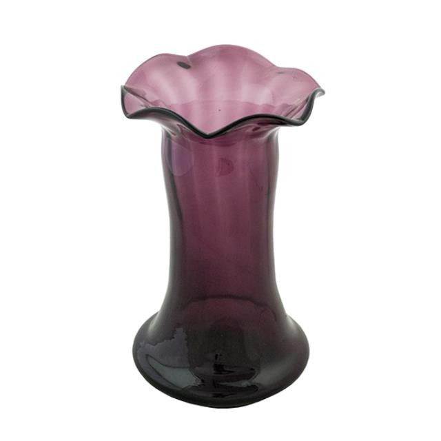 VASE-Clear Purple Glass W/Wave Rim