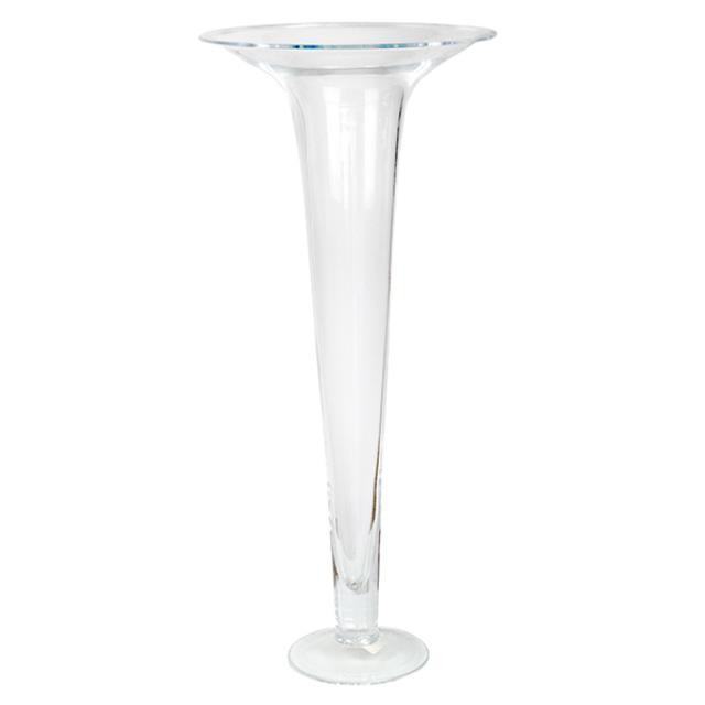 VASE- Large Clear Glass Trumpet