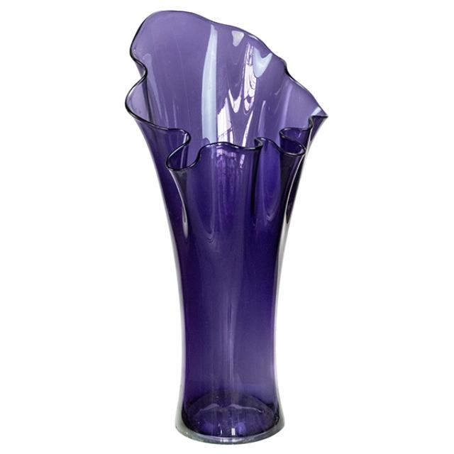 VASE Large Purple W/Ruffled Edge