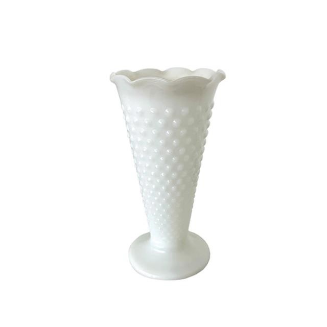 VASE-Milk Glass W/Pressed Circle Design