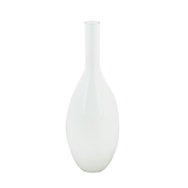 VASE-Tear Drop Shape Opal Glass W/Long Neck