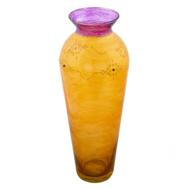 VASE-16H-ORANGE BEADED GLASS