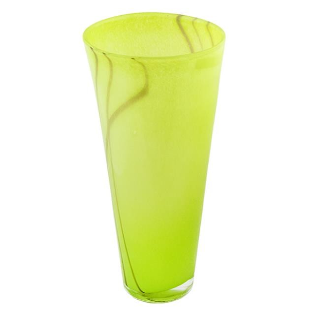 VASE-GLASS-15"-GREEN-W/BRN-SWL