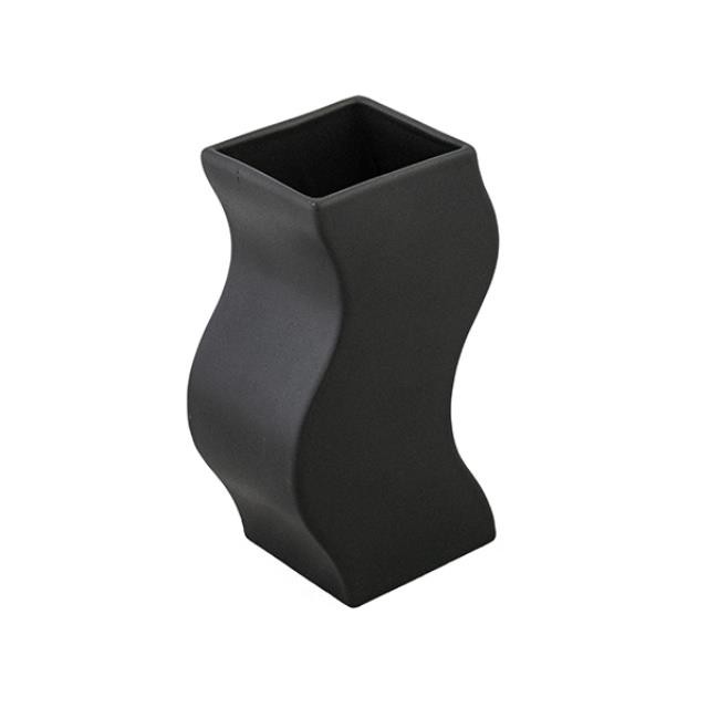 VASE-6"BLK WAVE CURVE