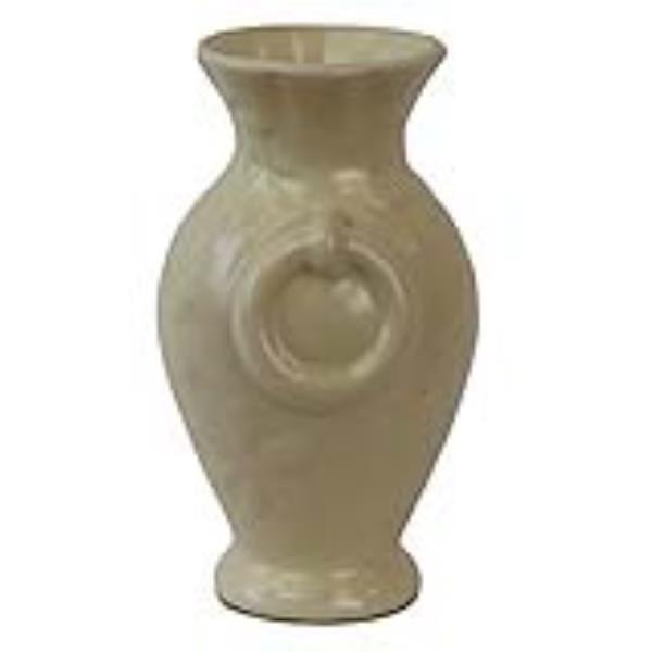 VASE-White W/Molded Flowers & Two Side Rings