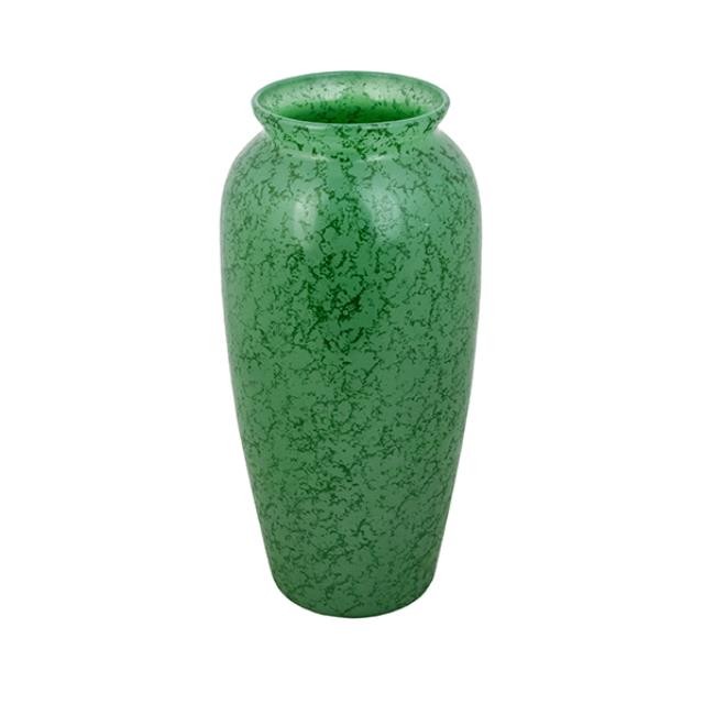 VASE-Tall Vase Green Crackle Glass