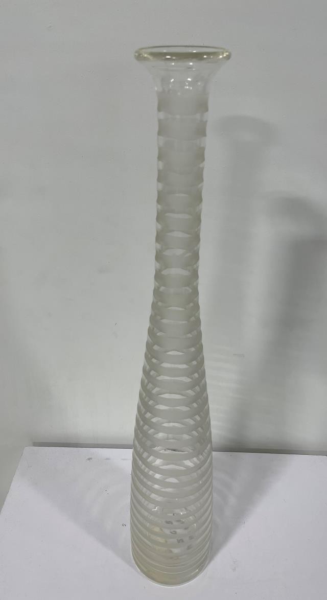 VASE-21H-CLEAR ETCHED GLASS