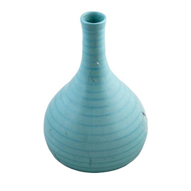 VASE-10.5"-CER-TURQ-STRIPE