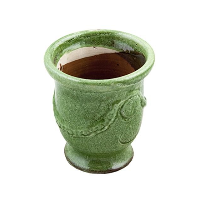 VASE-URN SHAPED-GREEN-W/SWAG