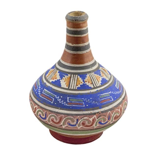 VASE-Long Neck Painted Terracotta