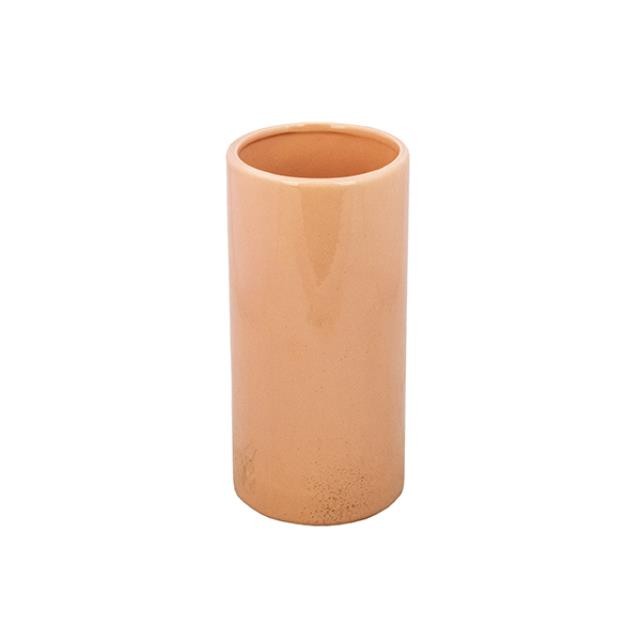 VASE-Glazed Salmon Colored Cylinder