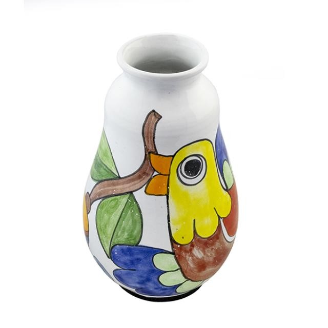 VASE-11.25"PAINTED BIRD CERAMIC