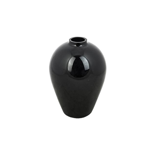 VASE-Black Glass- Tear Drop Shaped