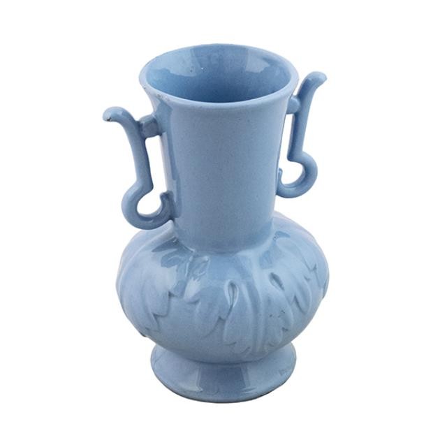 VASE-Light Blue Glazed W/Side Handles