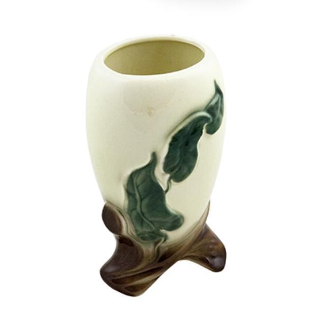 VASE-Cream Porcelain Embossed W/Ivy