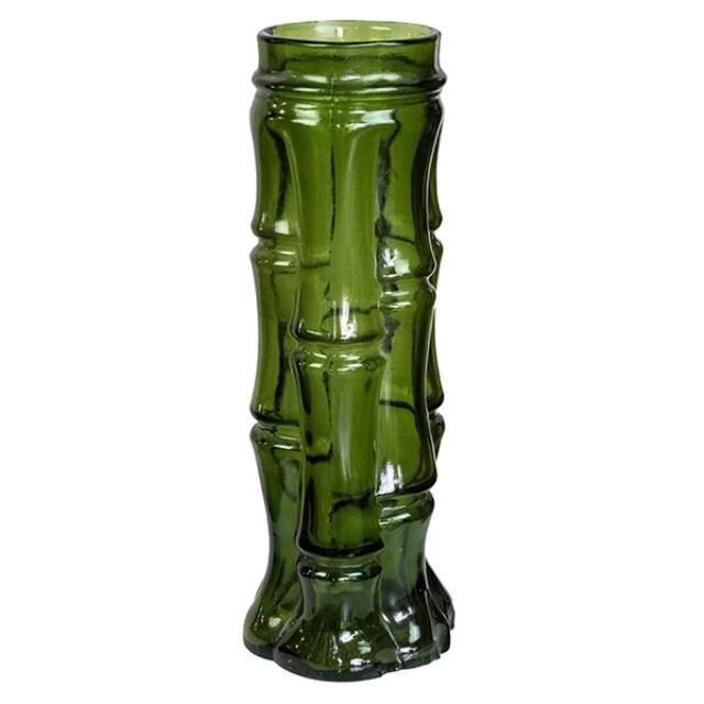 VASE- Glass/Green Bamboo