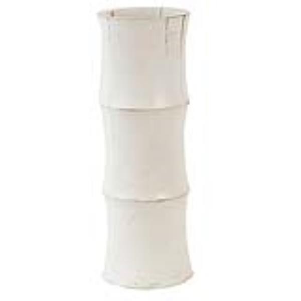 VASE-12H-WHITE RIBBED WOOD