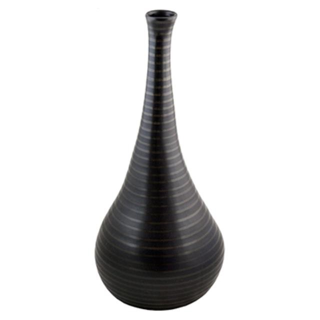 VASE-POTT-FLARED BULB-BLK STRI