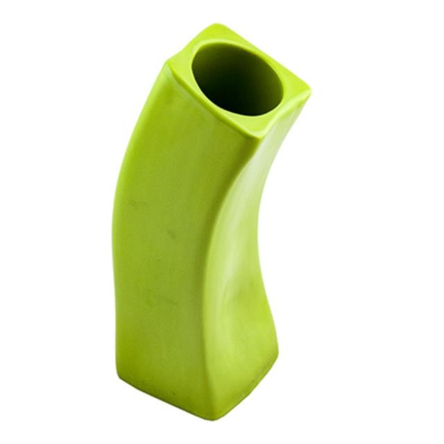 VASE-10H-CER-LIME-BENT OVER