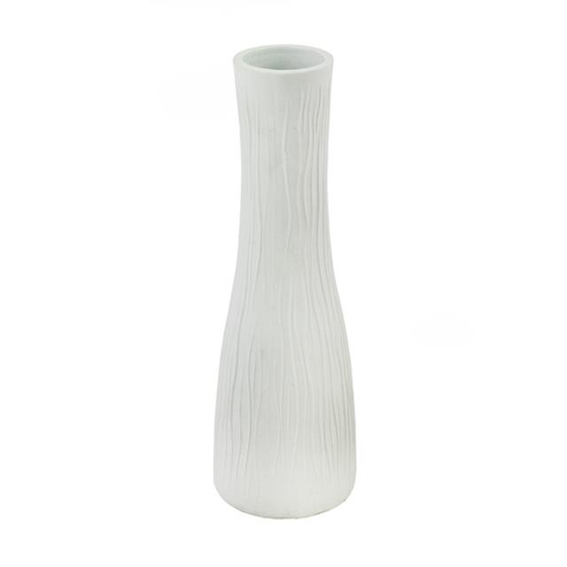 VASE-Mondern Matte White Vase W/Verticle Ribbing