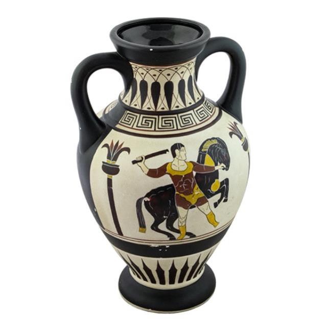 VASE-Greek/Black & Tan/Hunter & Horse