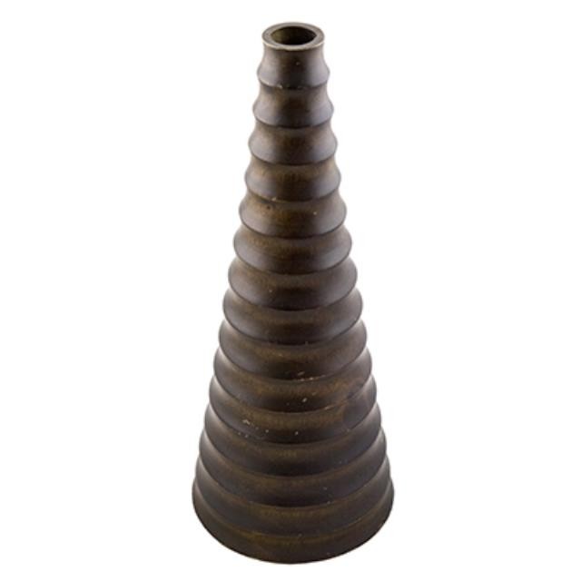 VASE-15"-MAHOGANY-RIBBED CONE