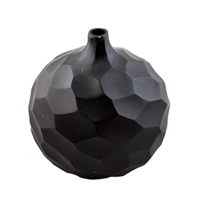 VASE-10"-DK WD-DIAMOND CUT-RND