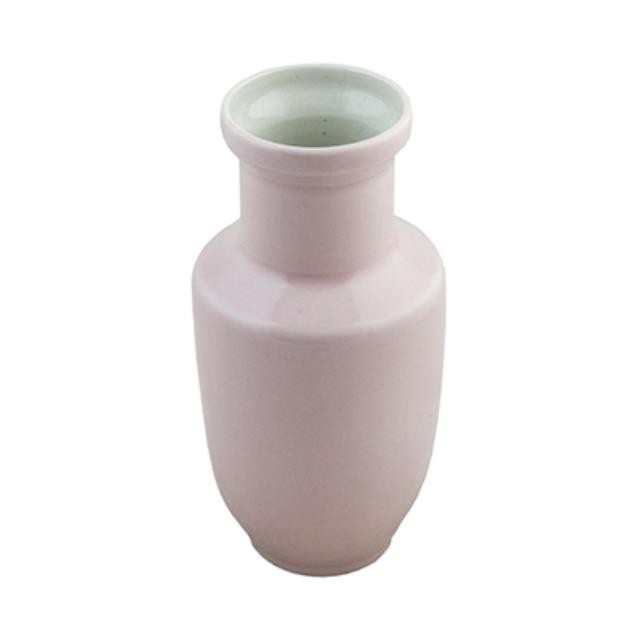 VASE-PINK-WIDE MOUTH-9"H