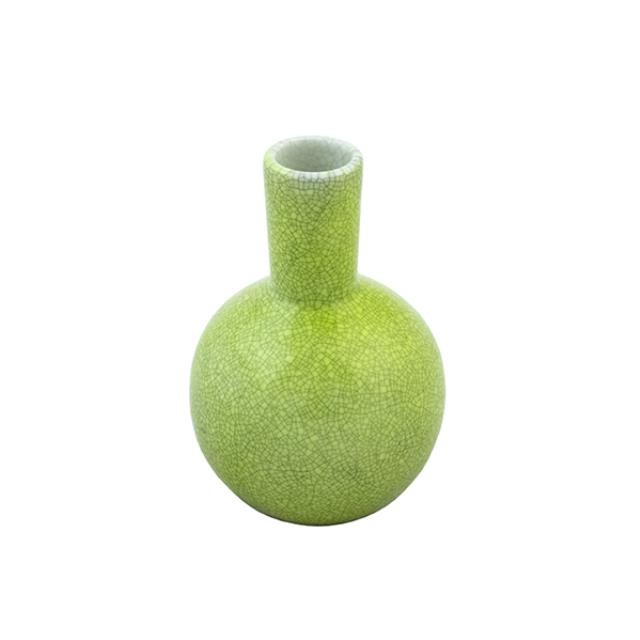 VASE-GREEN CRACKLE-5.25"H