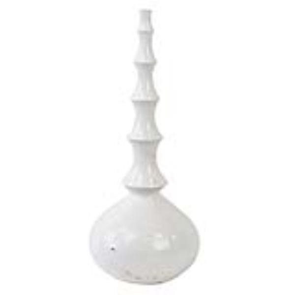 VASE-WHITE-RIBBED-11 1/2" TALL