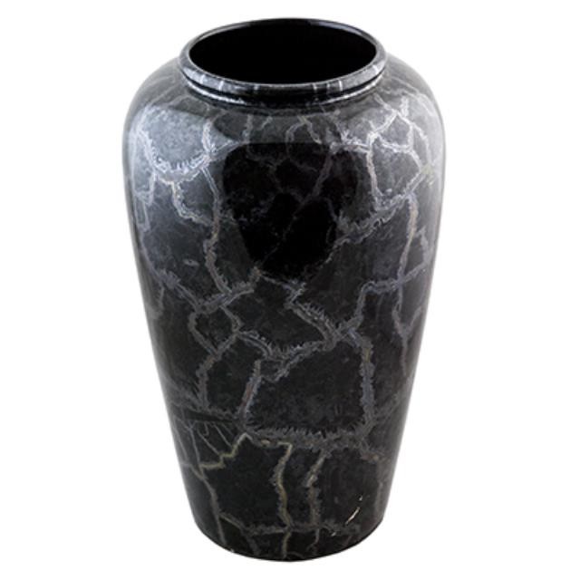 VASE-ROUND LG. BLACK SPLATTER