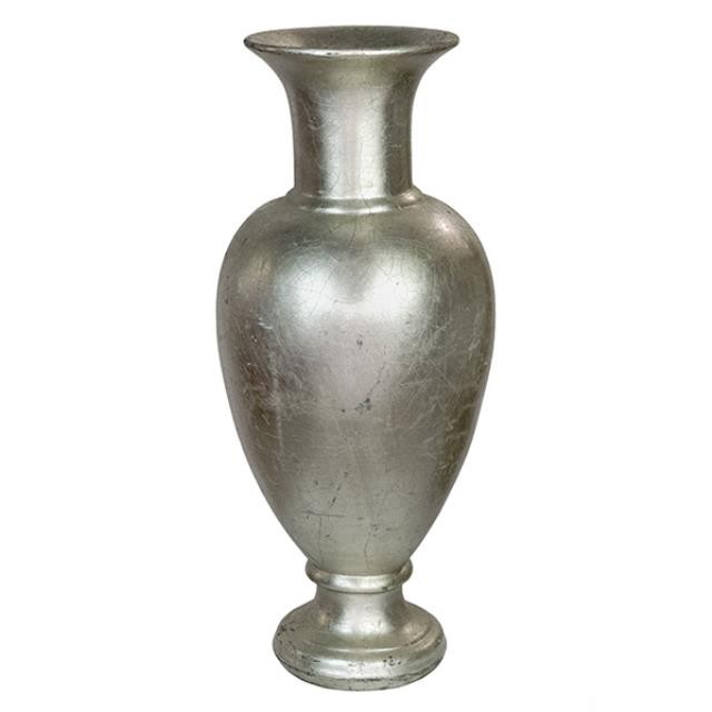 VASE-22"SILVER CERAMIC