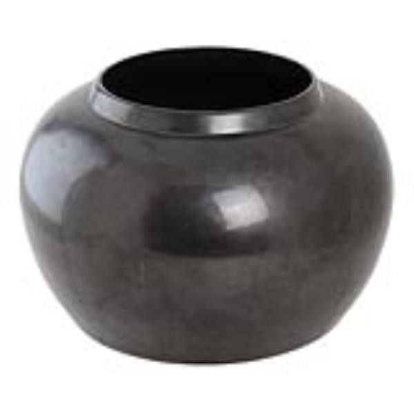 VASE-12H-W/LID-GUNMETAL-CERAMI