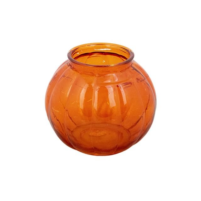 VASE-Pumpkin Shaped Translucent Orange Glass