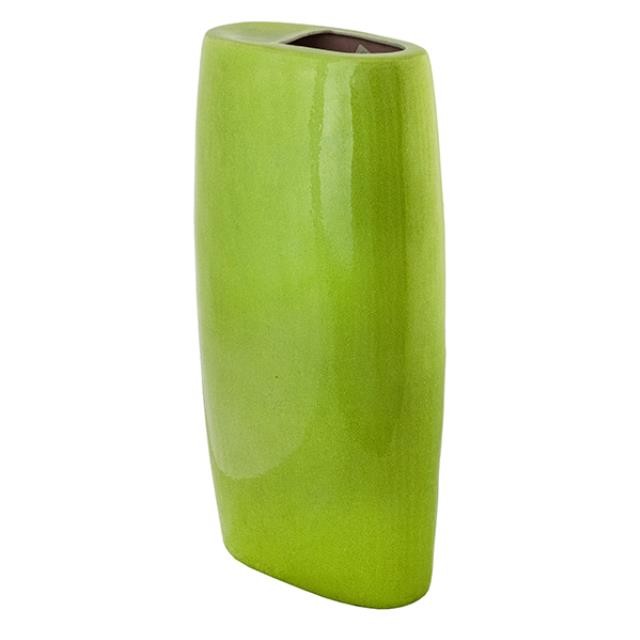 VASE-Glossy Green Tall Oval Shaped