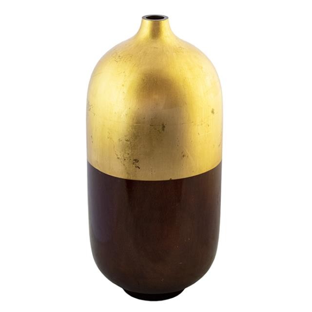 VASE-21"-HALF MAHOGANY/GOLD