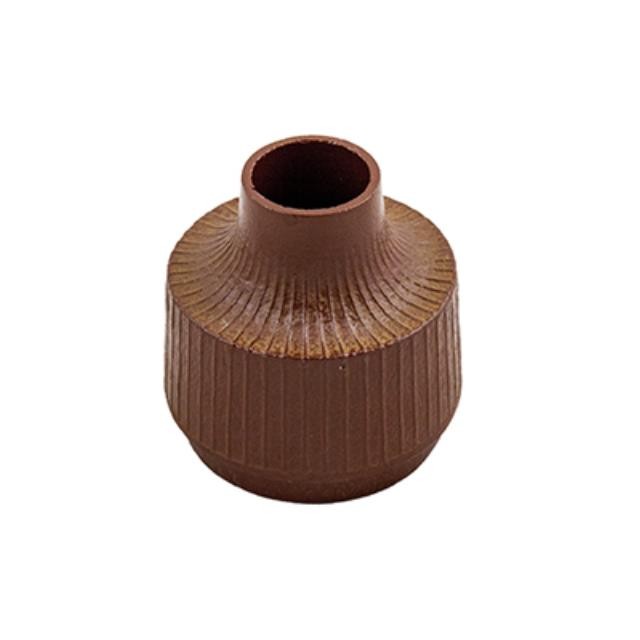 VASE-3.5"METAL-TERRACOTTA-FLUT