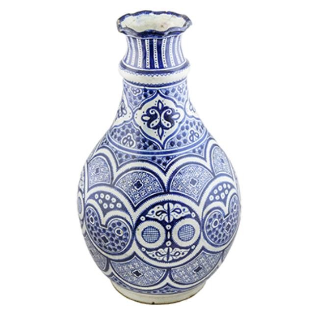 VASE-Blue & White Moroccan W/Scalloped Edge