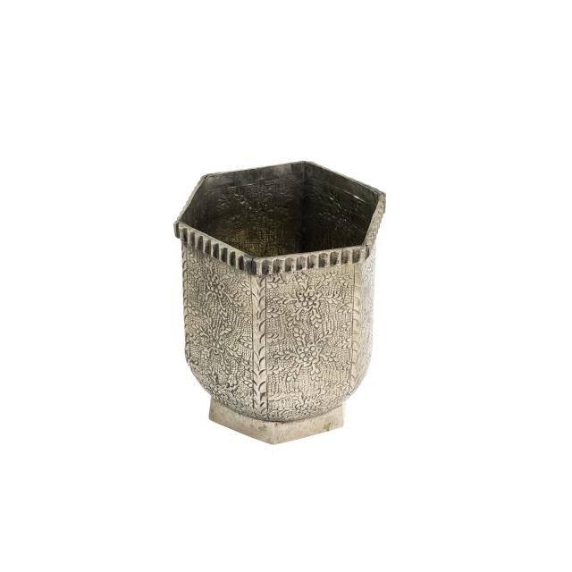 VASE-Textured Silver Hexagon Shaped