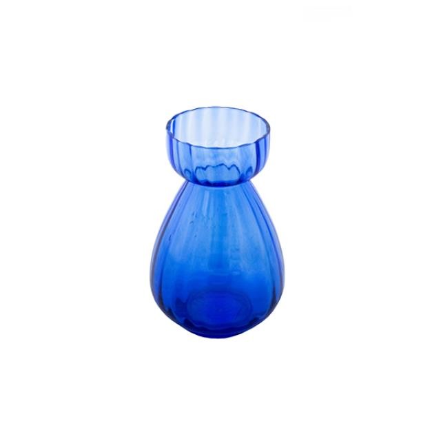 VASE-Translute Blue W/Ruffled Edge